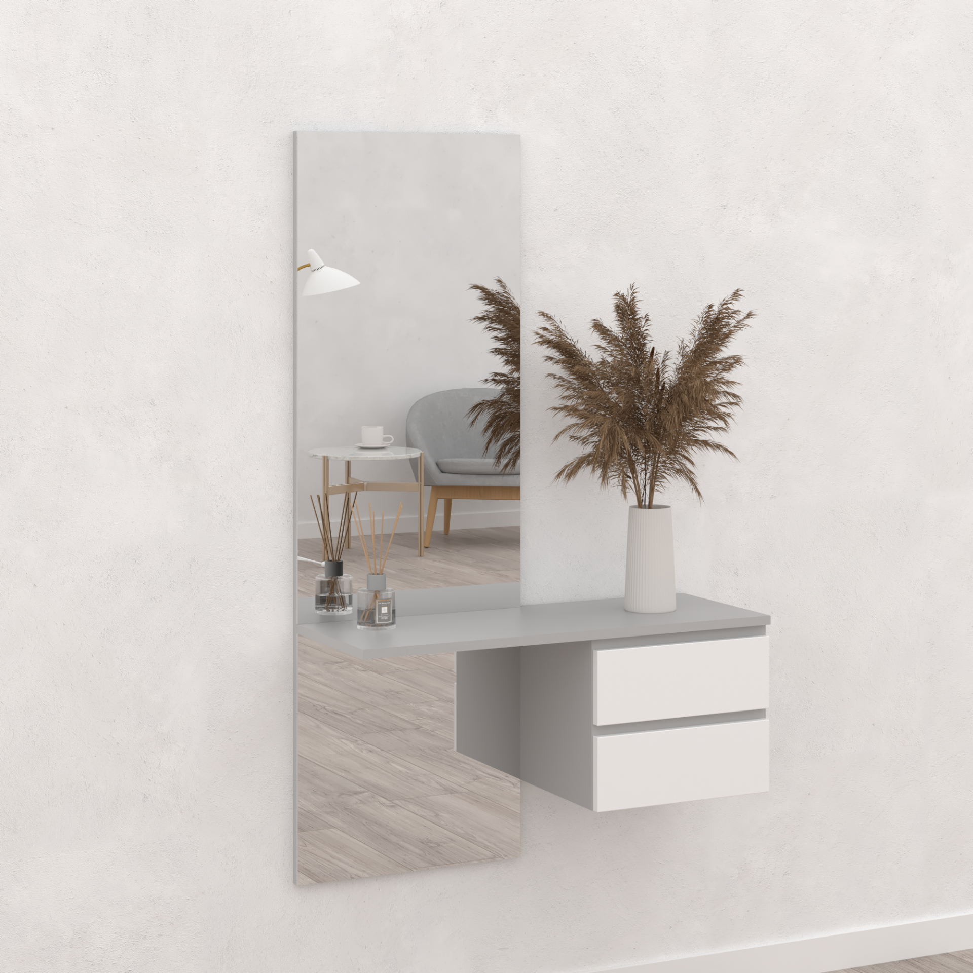 Тумба с зеркалом  120х78х15 см KOD- П-зер (белый фасад)