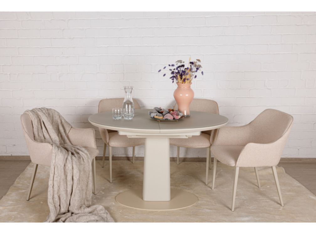 Стол обеденный модерн NL- BROOKS (белый, бежевый)    