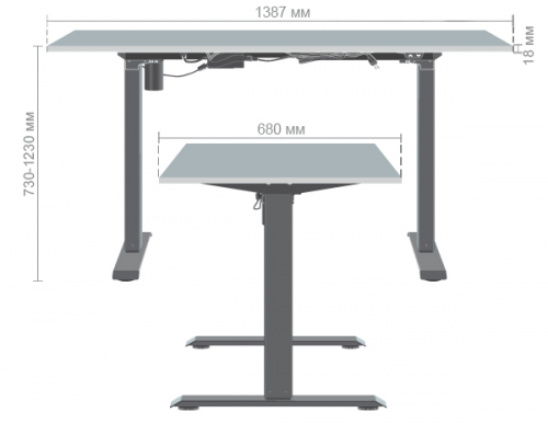 Стол с регулировкой высоты AMF- Like 1387х680 Белый Перл База белая