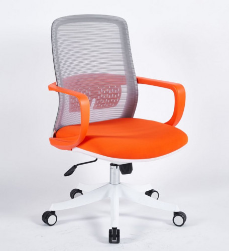 Кресло офисное  INI- FLASH  серо-оранжевое/белый каркас