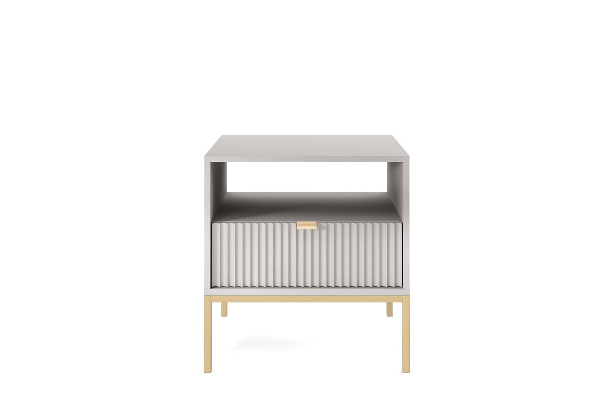Тумба прикроватная Perfect Home Nova с 1 ящиком и золотыми ножками S54 Серый