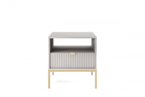 Тумба прикроватная Perfect Home Nova с 1 ящиком и золотыми ножками S54 Серый