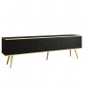 Тумба под ТВ Perfect Home Оро / Oro RTV175 MDF 3-дверная с золотыми ножками Черный