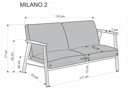Диван Halmar MILANO 2S бежевый-темный-орех