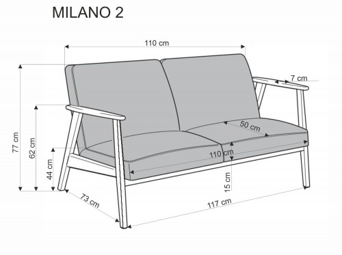 Диван Halmar MILANO 2S бежевый-темный-орех