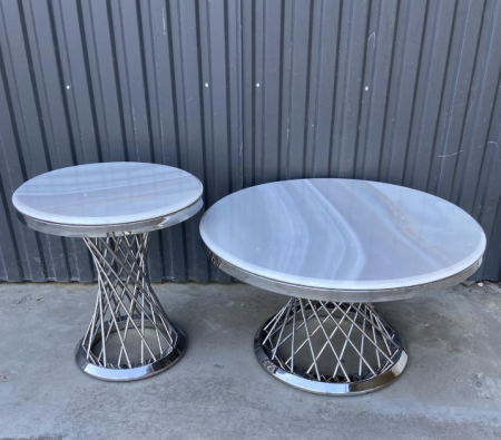 Комплект журнальных столов Elt- T-10 серебро + мрамор 