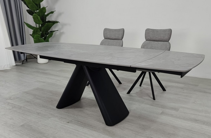 Стол раскладной INI- GREYSON CERAMIC 160(240)*90 серый мат/ черный  
