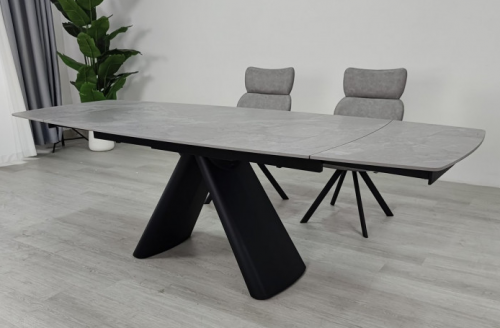 Стол раскладной INI- GREYSON CERAMIC 160(240)*90 серый мат/ черный  