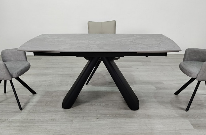 Стол раскладной INI- GREYSON CERAMIC 160(240)*90 серый мат/ черный  