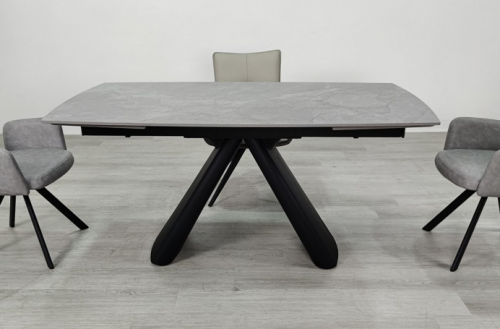 Стол раскладной INI- GREYSON CERAMIC 160(240)*90 серый мат/ черный  