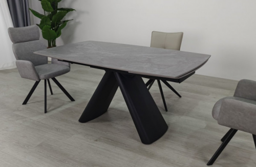 Стол раскладной INI- GREYSON CERAMIC 160(240)*90 серый мат/ черный  