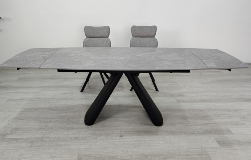 Стол раскладной INI- GREYSON CERAMIC 160(240)*90 серый мат/ черный  