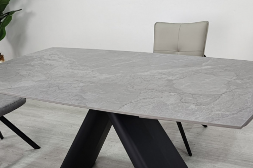 Стол раскладной INI- GREYSON CERAMIC 160(240)*90 серый мат/ черный  
