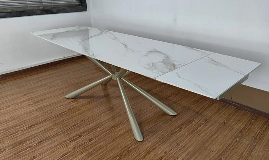 Стол обеденный TOP- Рим (белый глянец ноги шампань) 180/260*90*75