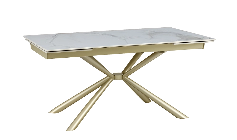 Стол обеденный TOP- Рим (белый глянец ноги шампань) 180/260*90*75