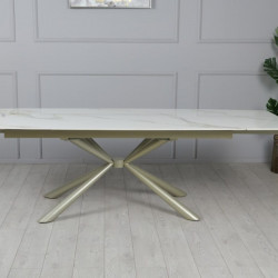 Стол обеденный TOP- Рим (белый глянец ноги шампань) 180/260*90*75