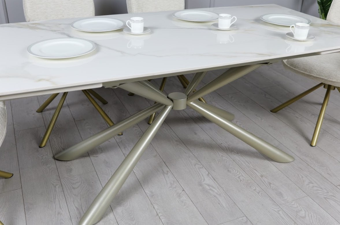 Стол обеденный TOP- Рим (белый глянец ноги шампань) 180/260*90*75