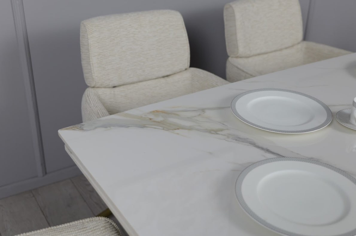 Стол обеденный TOP- Рим (белый глянец ноги шампань) 180/260*90*75