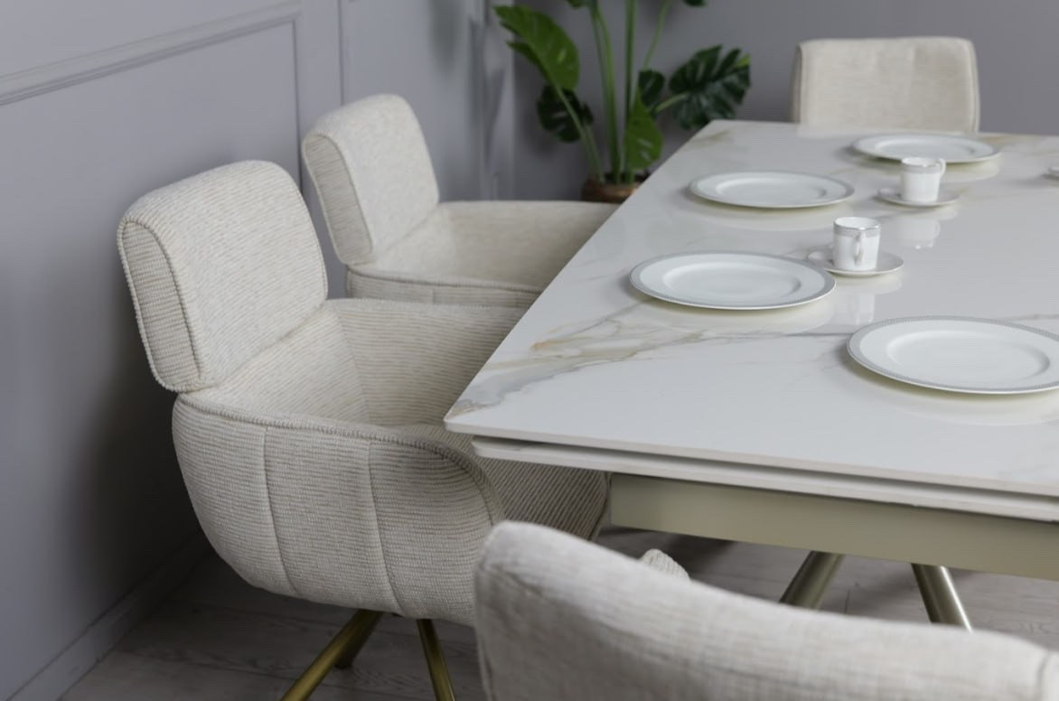 Стол обеденный TOP- Рим (белый глянец ноги шампань) 180/260*90*75