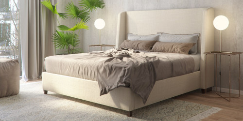 Кровать деревянная с мягким изголовьем WDS- Leon