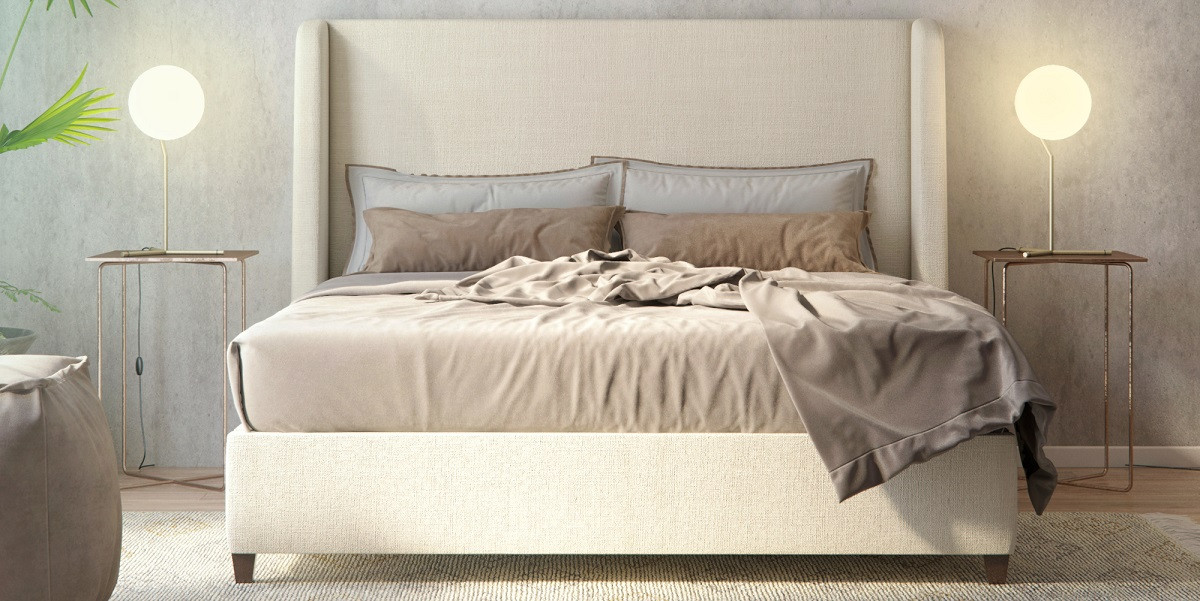 Кровать деревянная с мягким изголовьем WDS- Leon