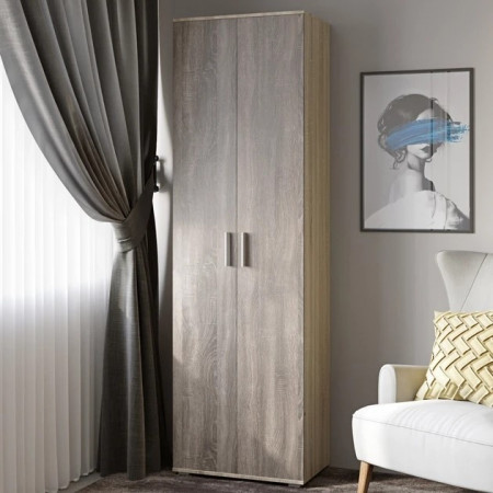 Шкаф распашной на 2 двери EVR- ШП-1 дуб Сонома + фасад трюфель