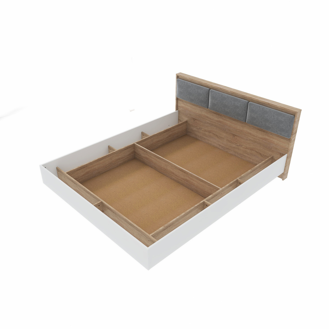 Кровать с мягким изголовьем EVR- Сити (каркас) дуб Сонома + белый