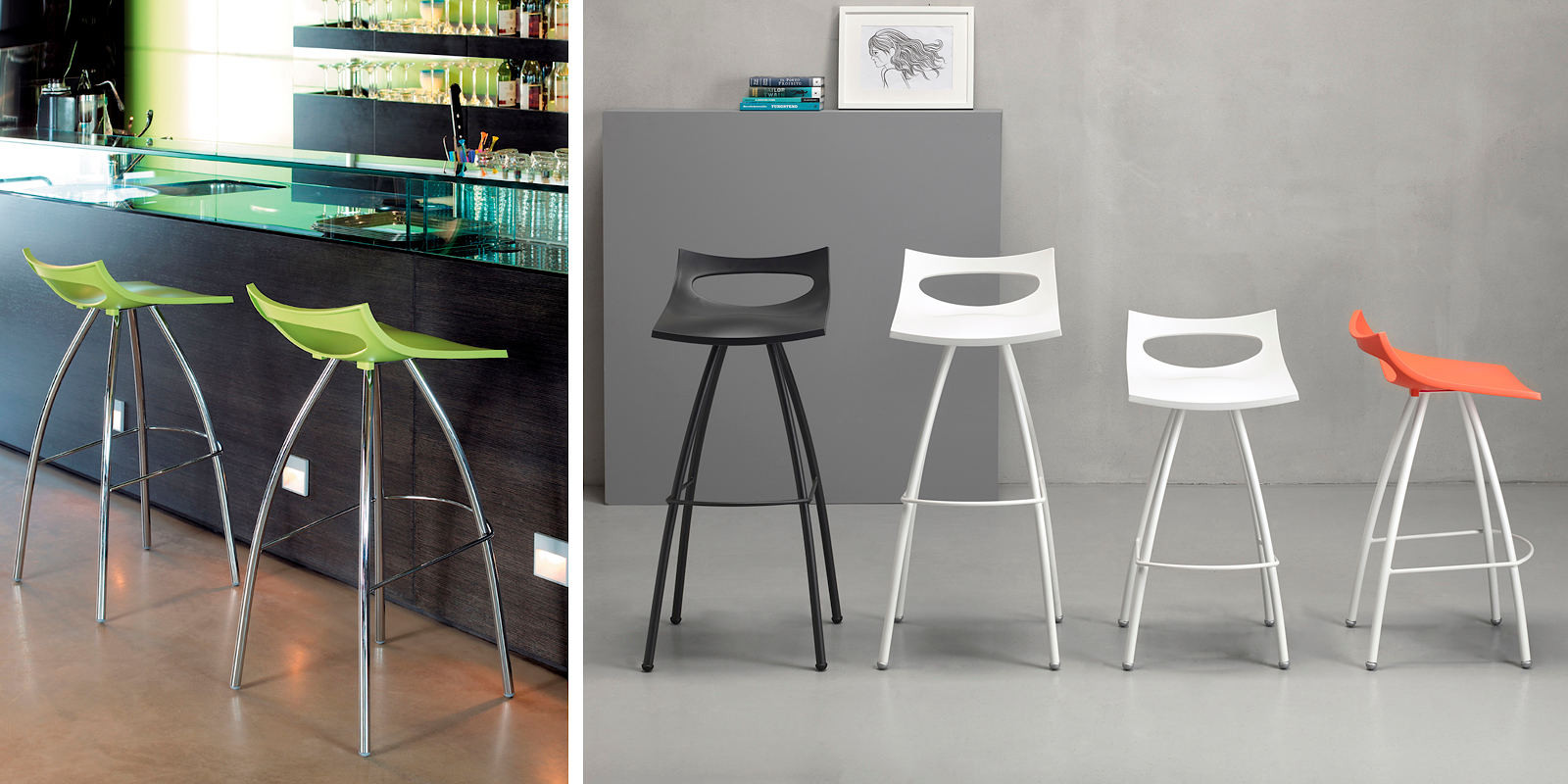 Стул барный VLL- SCAB Diablito 2291 (оранжевый, белый, антрацит, зеленый)