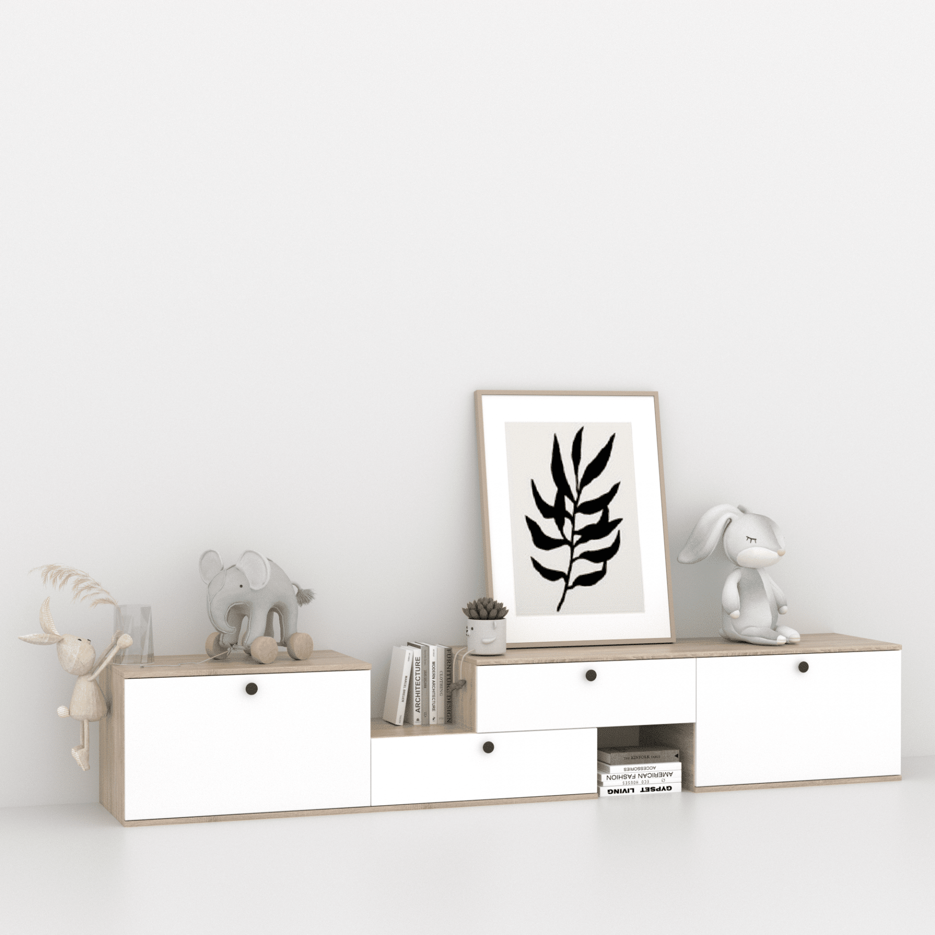 Комод-раздвижной 45х225х45 см KOD- КМ-Р (белый фасад)