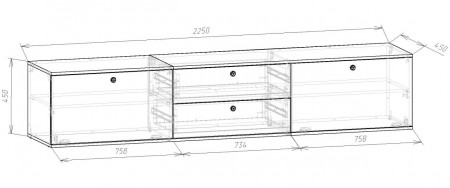 Комод-раздвижной 45х225х45 см KOD- КМ-Р (белый фасад)