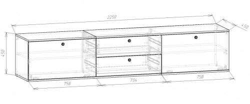 Комод-раздвижной 45х225х45 см KOD- КМ-Р (белый фасад)