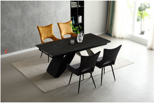 Стол INI- WILLIAM CERAMIC 180(260)*90 песченный камень/черный каркас    