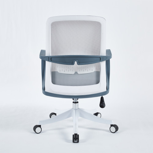 Поворотное офисное кресло INI- FLASH  серо-синее/белый каркас