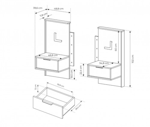 Тумбы прикроватные с подсветкой Perfect Home Милтон / Milton с 2 ящиками 1S/49 Каштан/антрацит