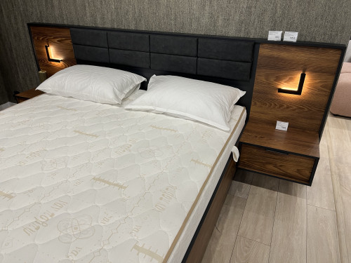 Тумбы прикроватные с подсветкой Perfect Home Милтон / Milton с 2 ящиками 1S/49 Каштан/антрацит