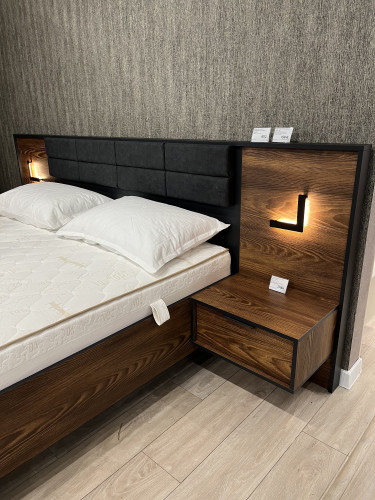 Тумбы прикроватные с подсветкой Perfect Home Милтон / Milton с 2 ящиками 1S/49 Каштан/антрацит