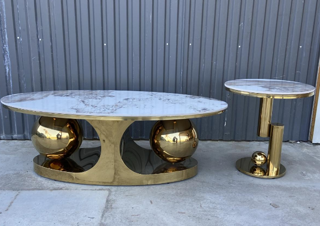 Комплект журнальных столов Elt- T-33 розовое золото + керамика