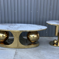 Комплект журнальных столов Elt- T-33 розовое золото + керамика