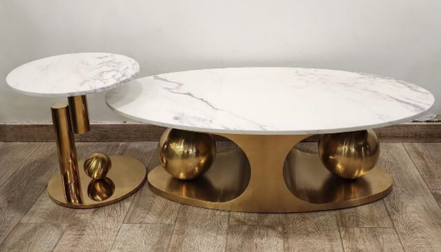 Комплект журнальных столов Elt- T-33 розовое золото + керамика