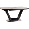 Стол раскладной DIZ-  ARMANI CERAMIC белый эффект мрамора/черный мат 160-220*90