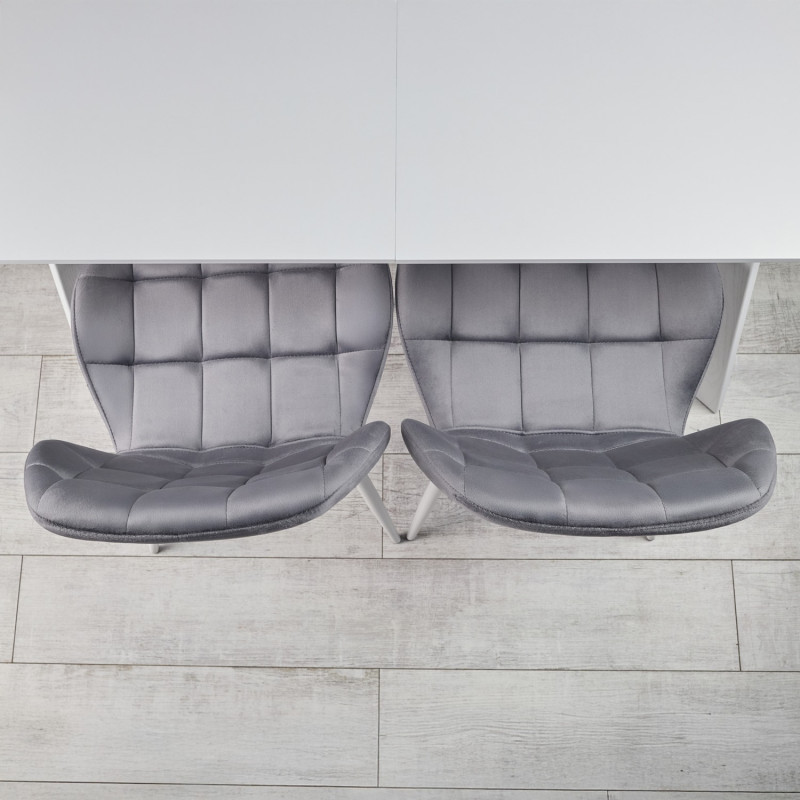 Кухонный комплект Ont- Алонзо 120 белый - белый раздвижной стол + 4 стула Lucky серый