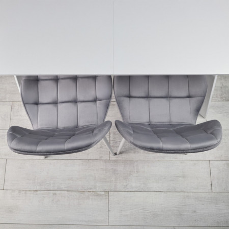 Кухонный комплект Ont- Алонзо 120 белый - белый раздвижной стол + 4 стула Lucky серый