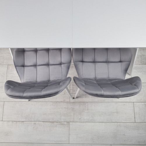 Кухонный комплект Ont- Алонзо 120 белый - белый раздвижной стол + 4 стула Lucky серый