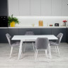 Кухонный комплект Ont- Алонзо 120 белый - белый раздвижной стол + 4 стула Lucky серый