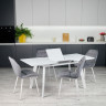 Кухонный комплект Ont- Алонзо 120 белый - белый раздвижной стол + 4 стула Lucky серый