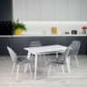 Кухонный комплект Ont- Алонзо 120 белый - белый раздвижной стол + 4 стула Lucky серый