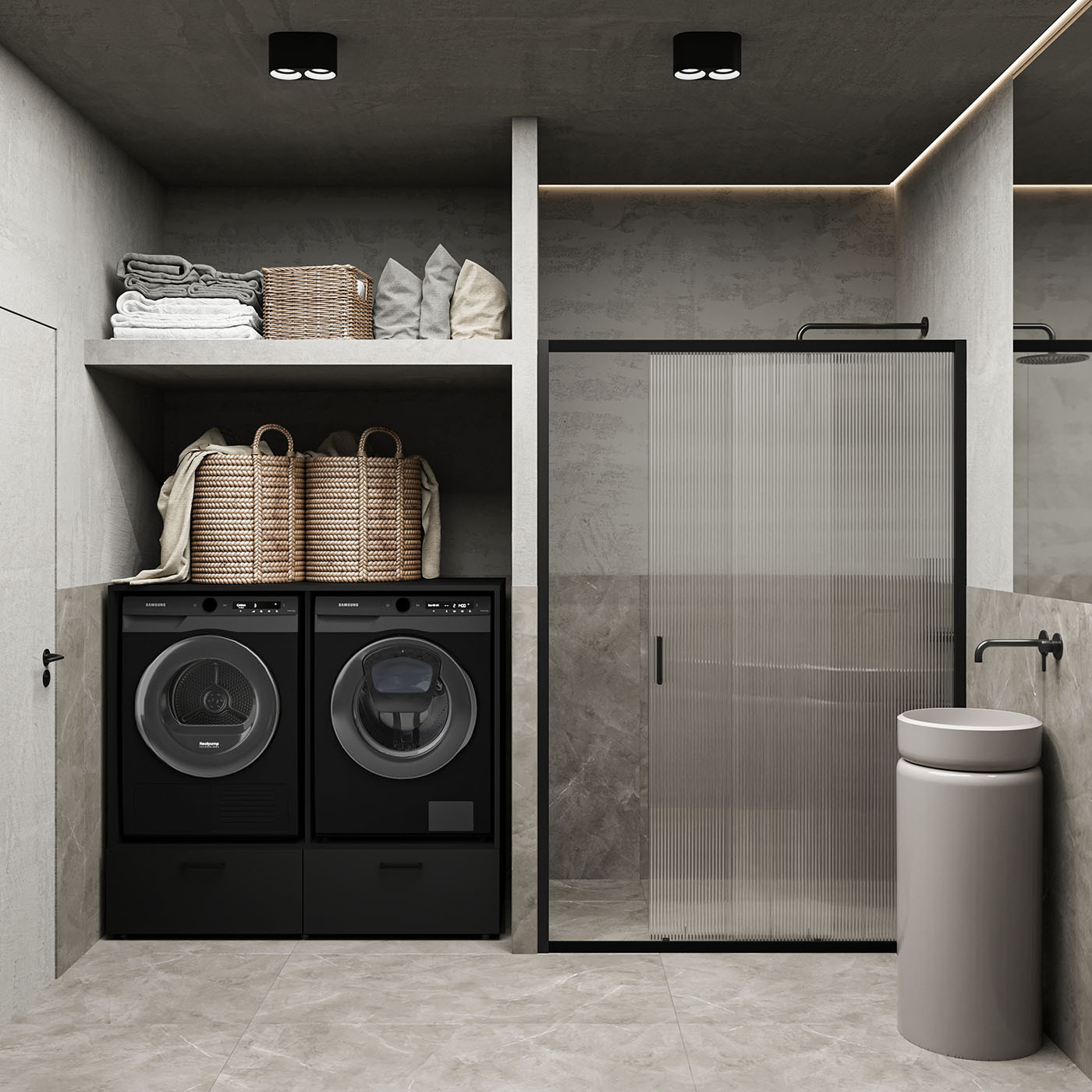 Шкаф для стиральной машины и сушилки Helvetia ROSA 30W3NO65 (черный оникс)