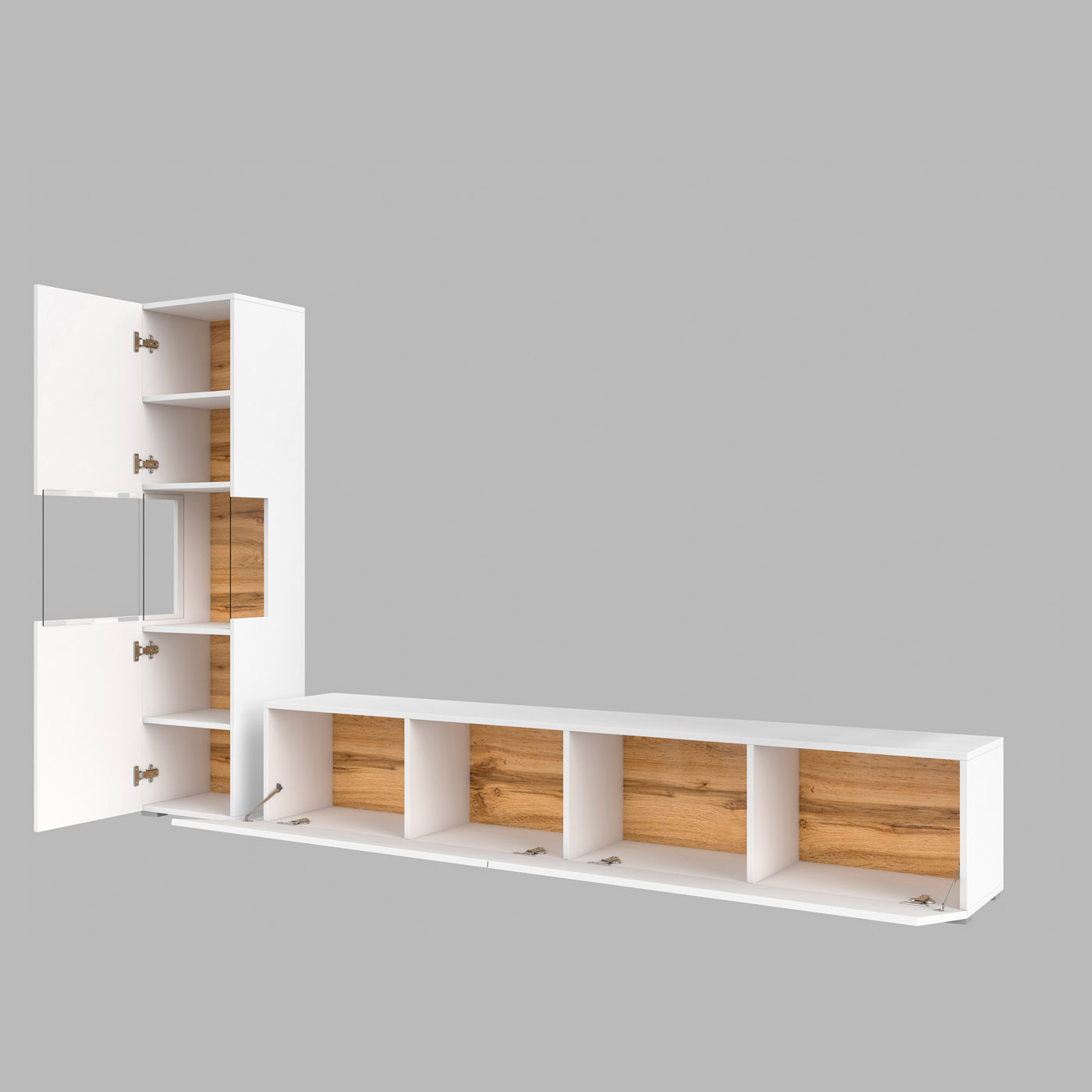 Стенка в гостиную Helvetia AVA 249NLM09 (белый-дуб вотан/белый)