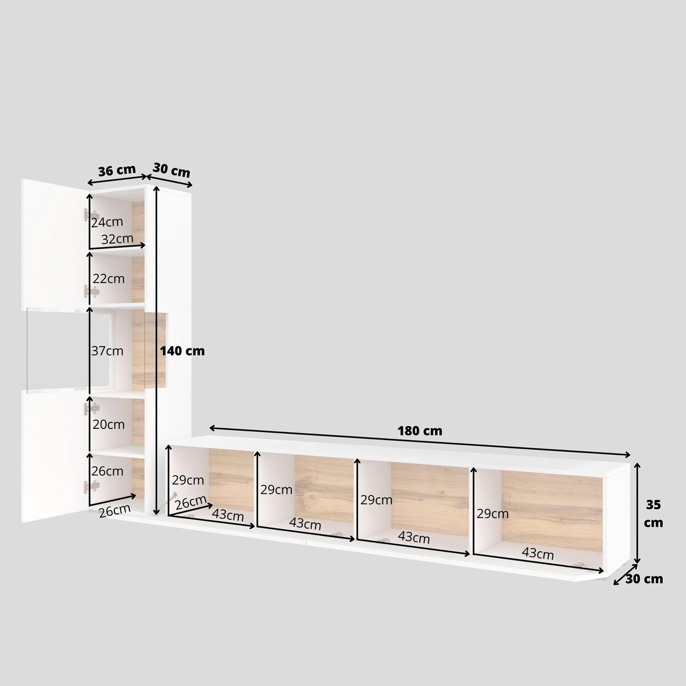 Стенка в гостиную Helvetia AVA 249NLM09 (белый-дуб вотан/белый)