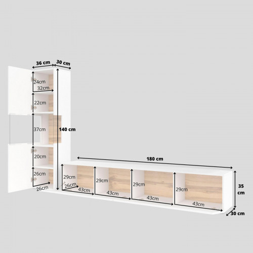 Стенка в гостиную Helvetia AVA 249NLM09 (белый-дуб вотан/белый)